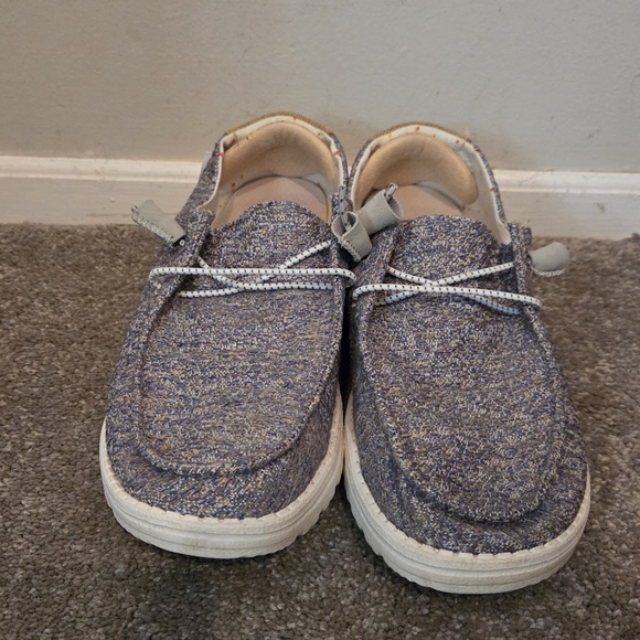 Hey Dude Shoes Womens 9 Wendy Mustard Mix Sneakers Gray Lace Up Low Top Comfort - Picture 3 of 11